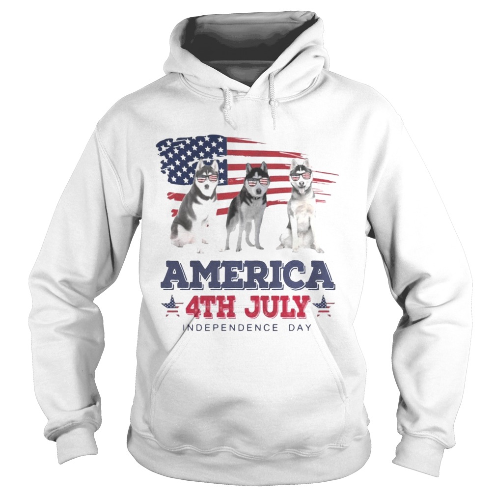 Cool Husky America 4th July Independence Day T Hoodie