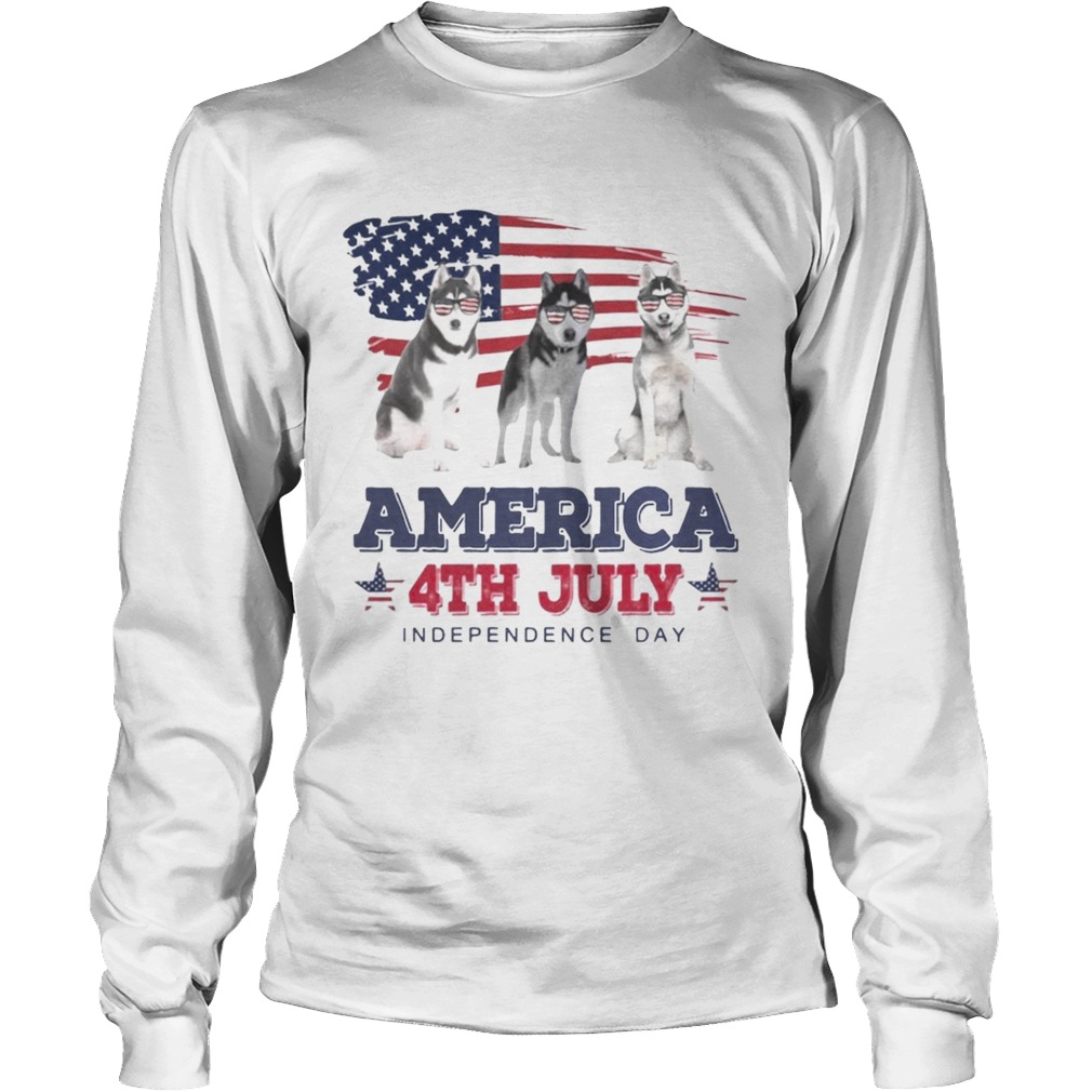 Cool Husky America 4th July Independence Day T LongSleeve