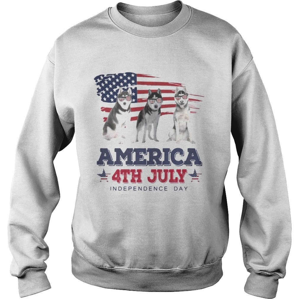 Cool Husky America 4th July Independence Day T Sweatshirt