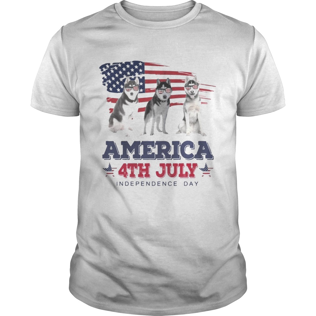 Cool Husky America 4th July Independence Day Tshirt