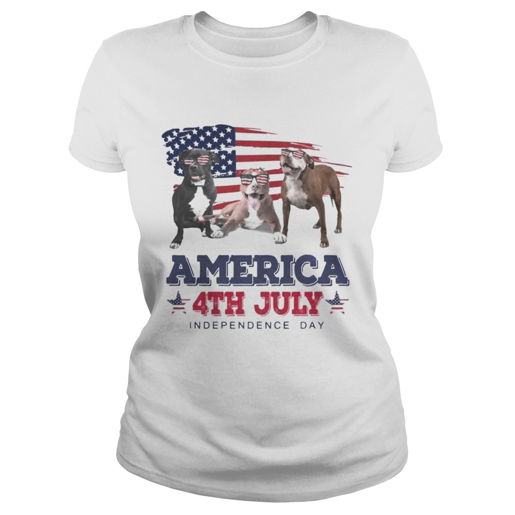 Cool Pit Bull America 4th July Independence Day T Classic Ladies