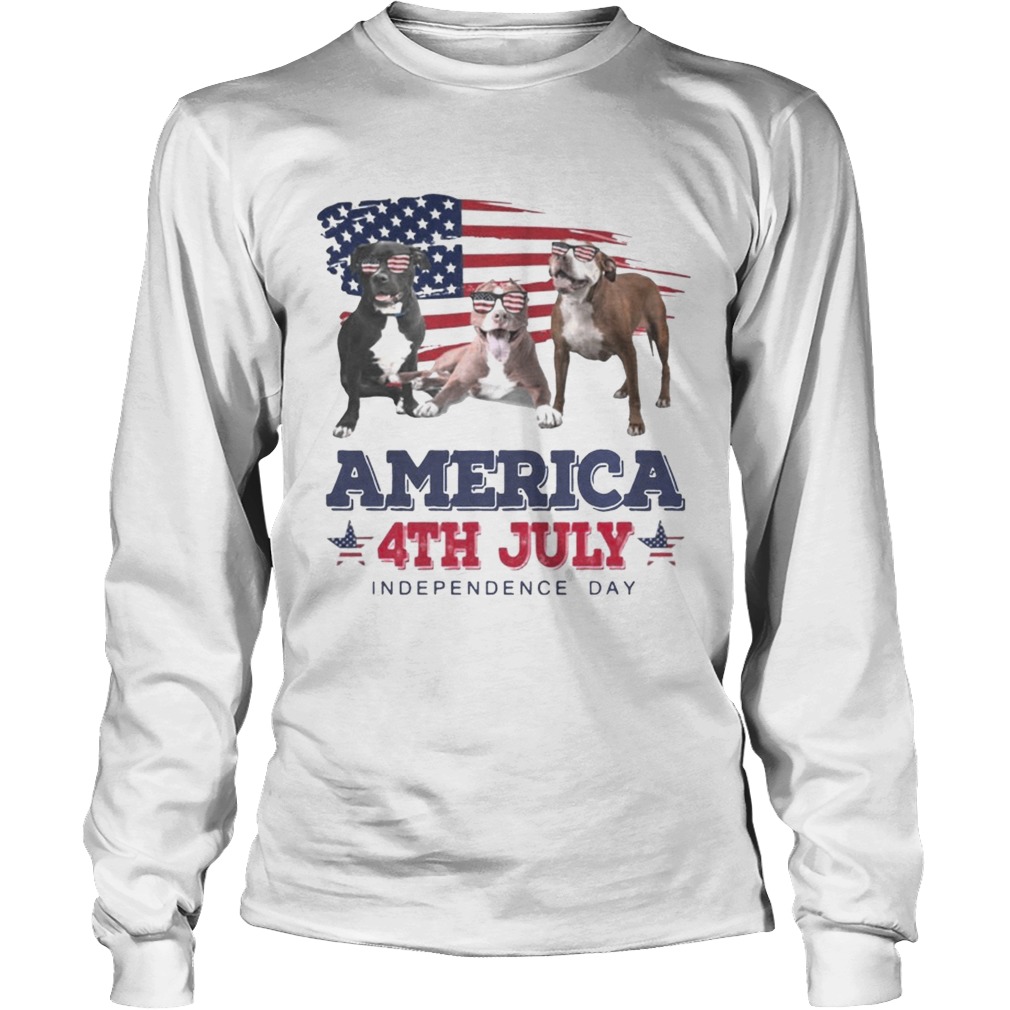 Cool Pit Bull America 4th July Independence Day T LongSleeve