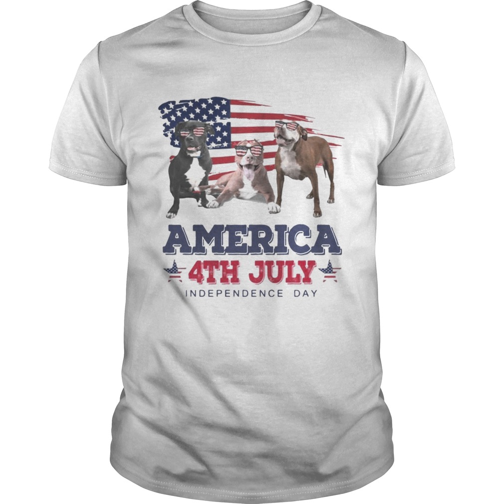 Cool Pit Bull America 4th July Independence Day Tshirt