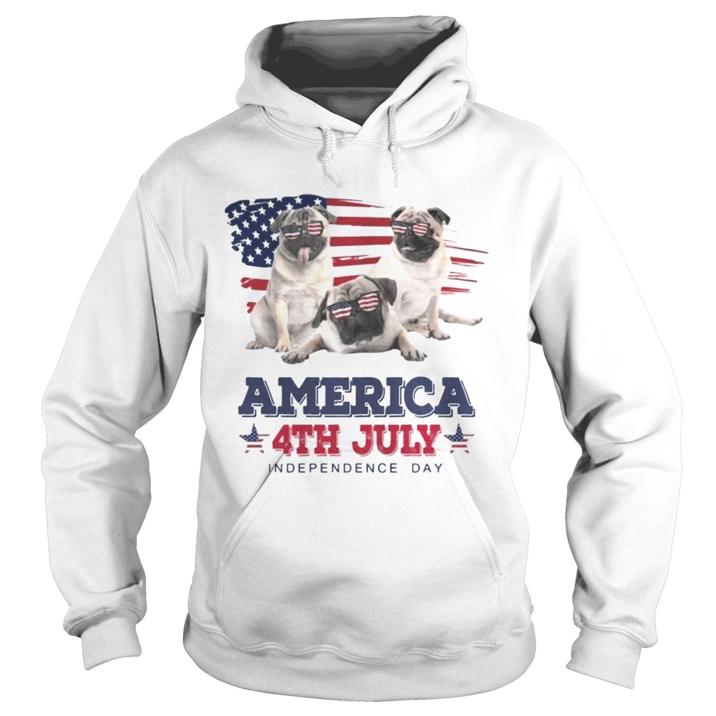 Cool Pug America 4th July Independence Day T Hoodie