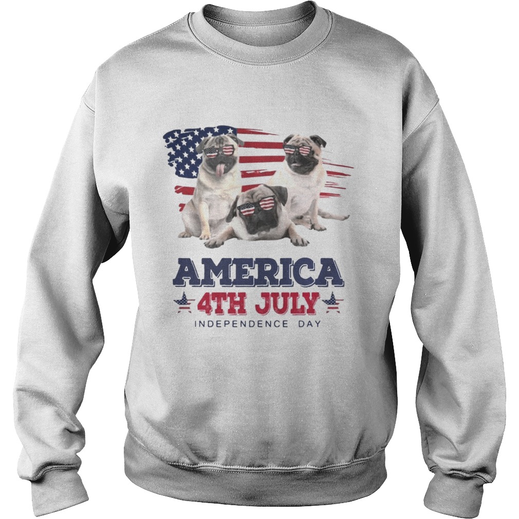 Cool Pug America 4th July Independence Day T Sweatshirt