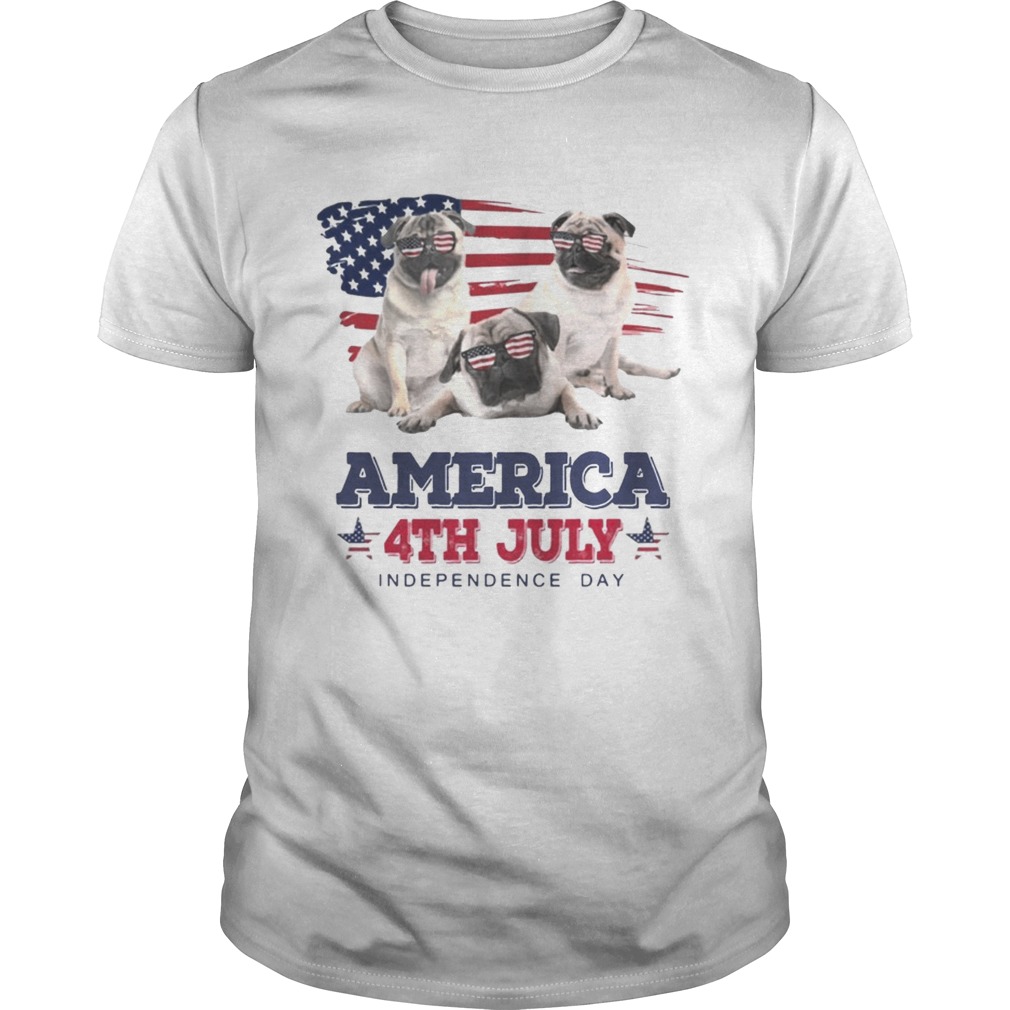 Cool Pug America 4th July Independence Day Tshirt