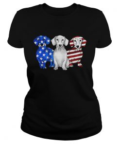 Dachshund American flag ladies tee