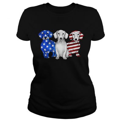 Dachshund American flag ladies tee