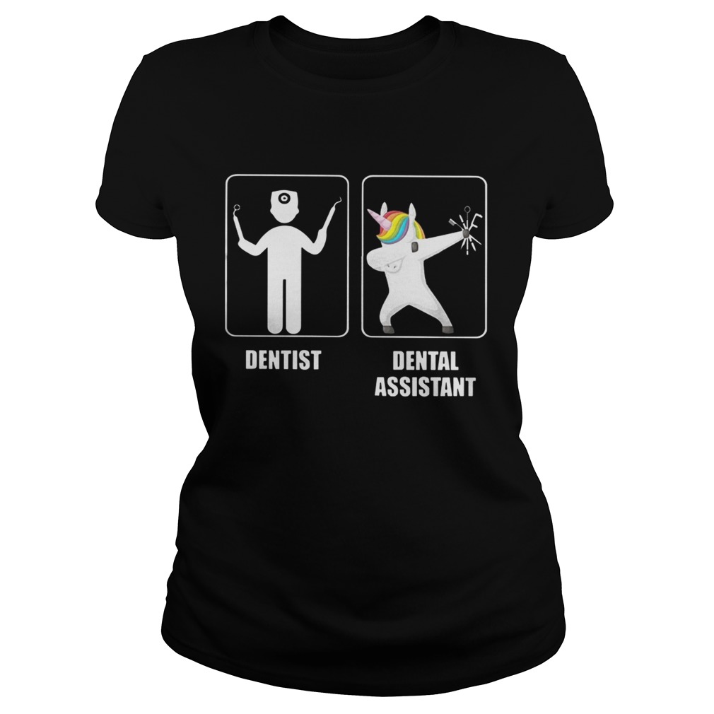 Dentist Unicorn Dabbing Dental Assistant Shirt Classic Ladies