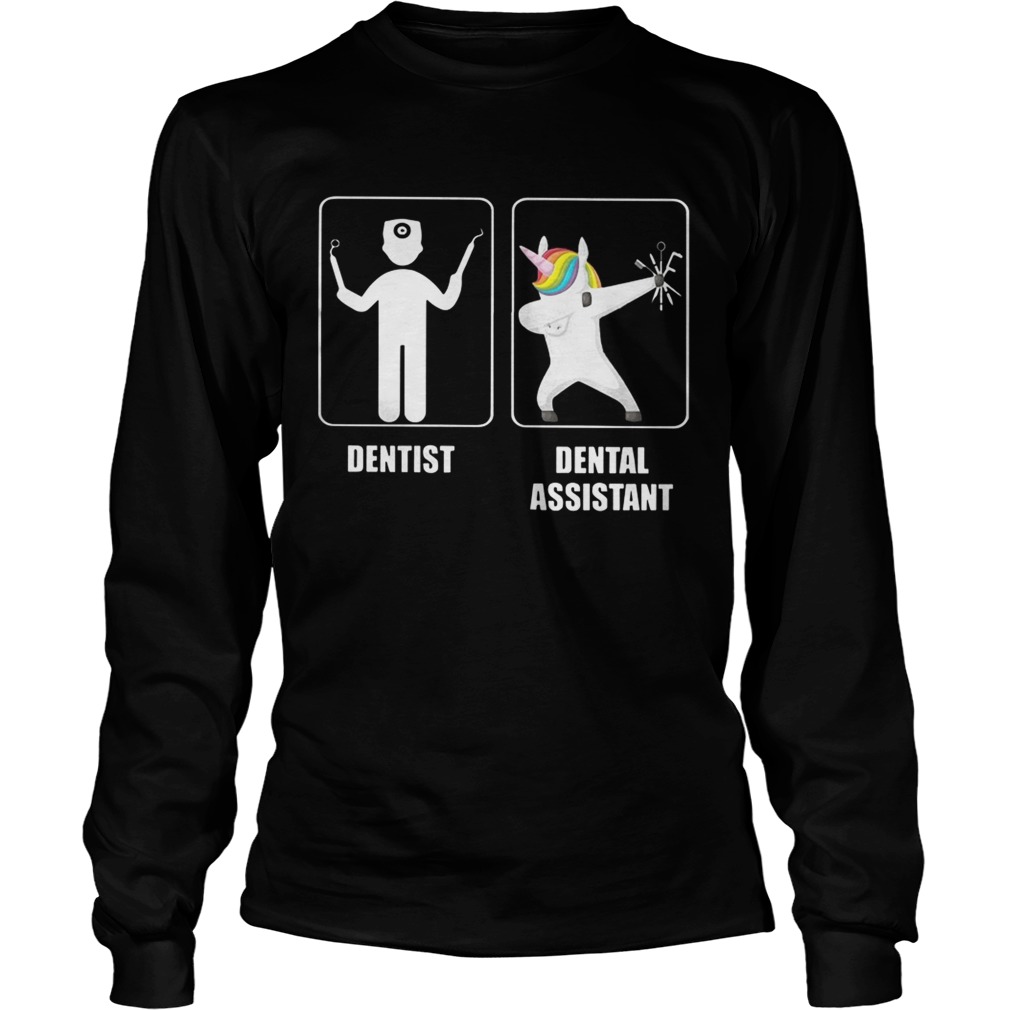 Dentist Unicorn Dabbing Dental Assistant Shirt LongSleeve