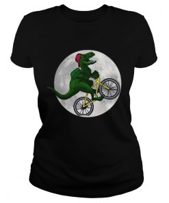 Dinosaurs Ride Bicycles On The Moon ladies tee