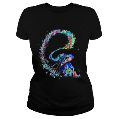 Elephant spraying rainbow ladies tee