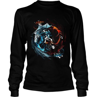 Fire dragon and ice dragon battle longsleeve tee