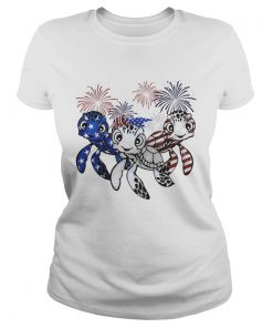 Firework American flag Turtles ladies tee