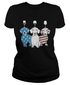 Glass wine American flag blue white red Corgi  Classic Ladies