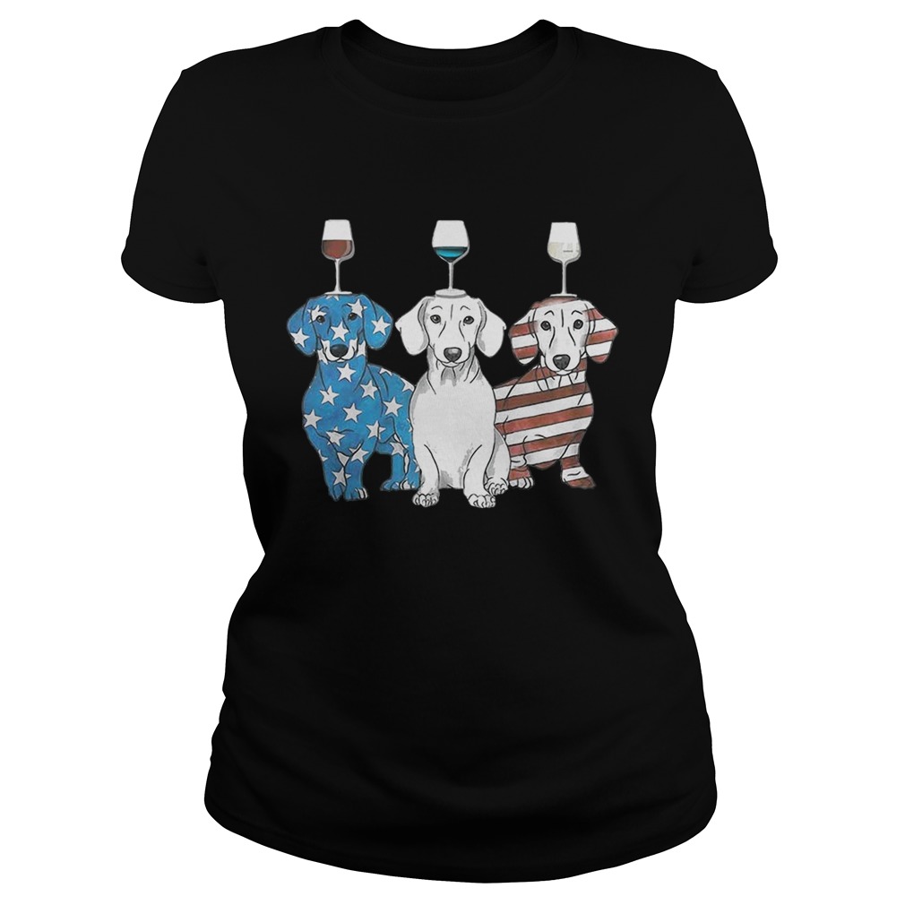 Glass wine American flag blue white red Corgi Classic Ladies