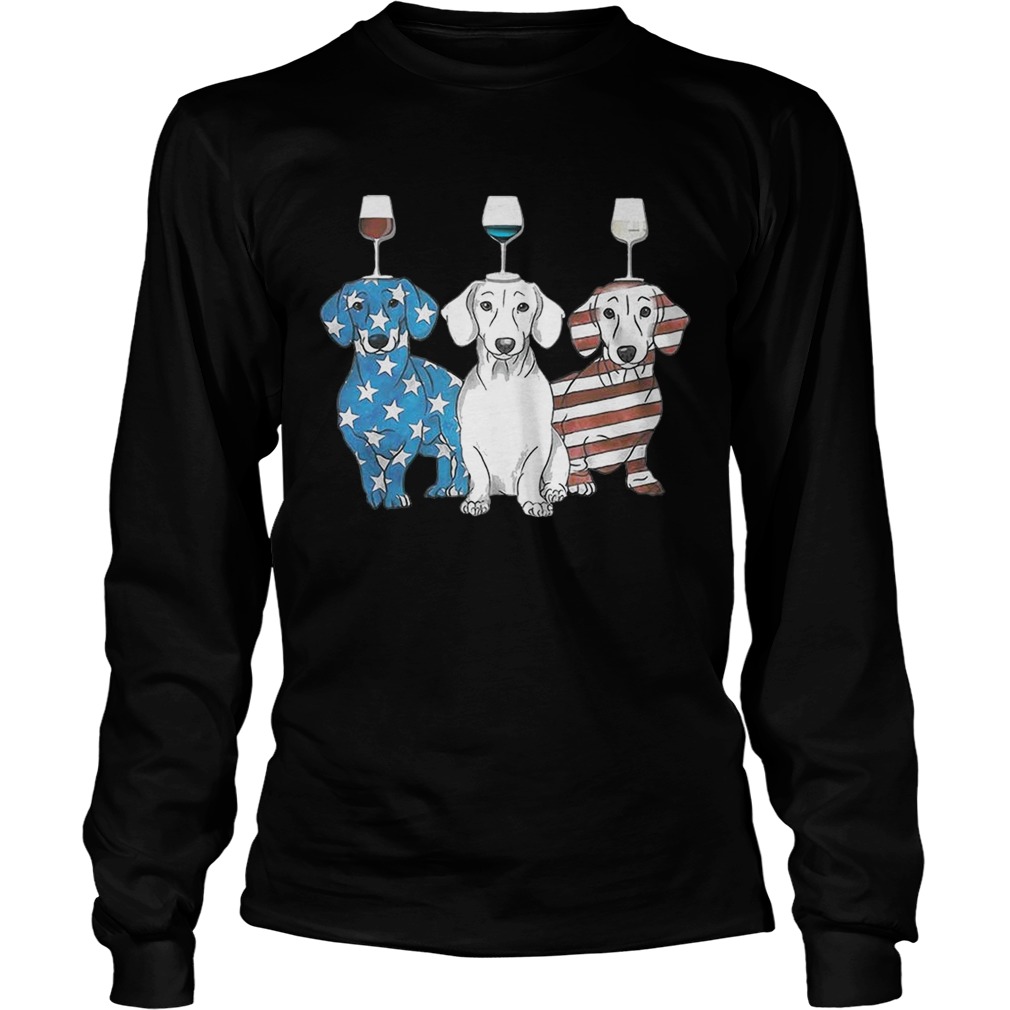 Glass wine American flag blue white red Corgi LongSleeve