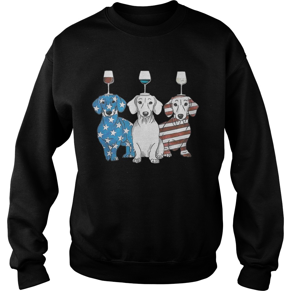 Glass wine American flag blue white red Corgi Sweatshirt