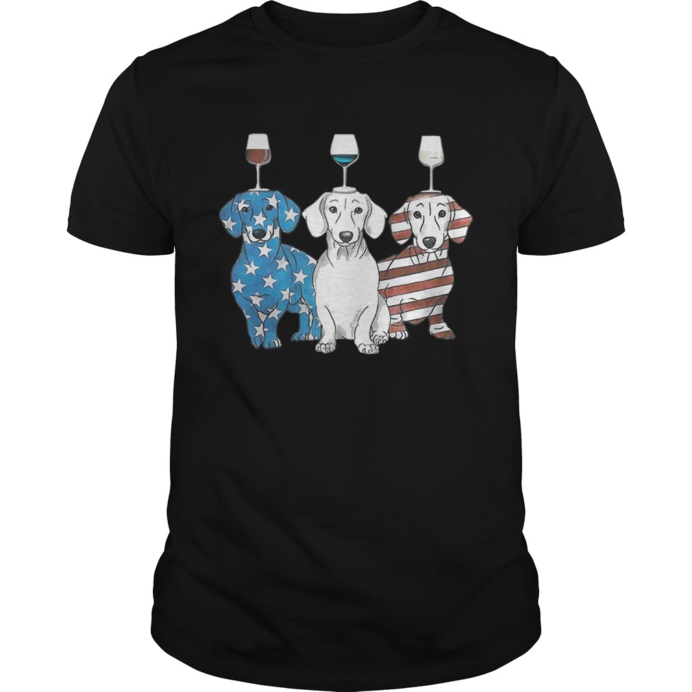 Glass wine American flag blue white red Corgi shirt