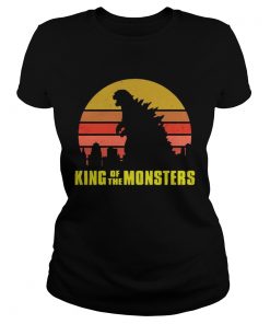 Godzilla King of the monsters vintage retro sunset ladies tee