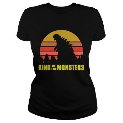 Godzilla King of the monsters vintage retro sunset ladies tee