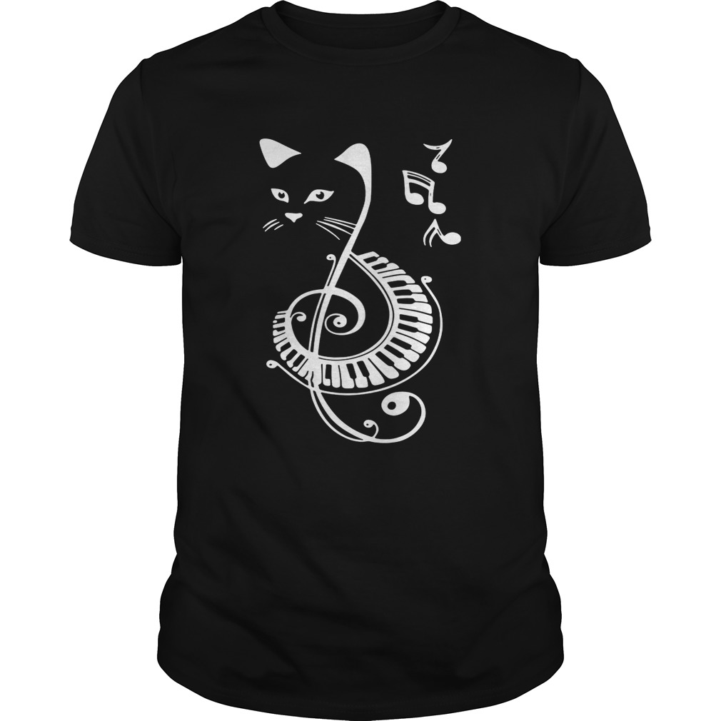 Cat treble clef love music tshirt