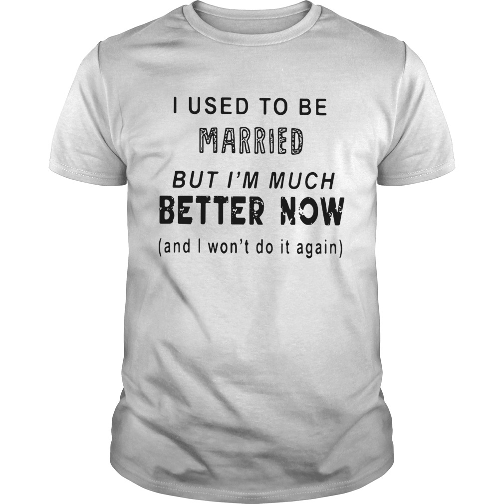 I used to be married but Im much better now and I wont do it again shirt