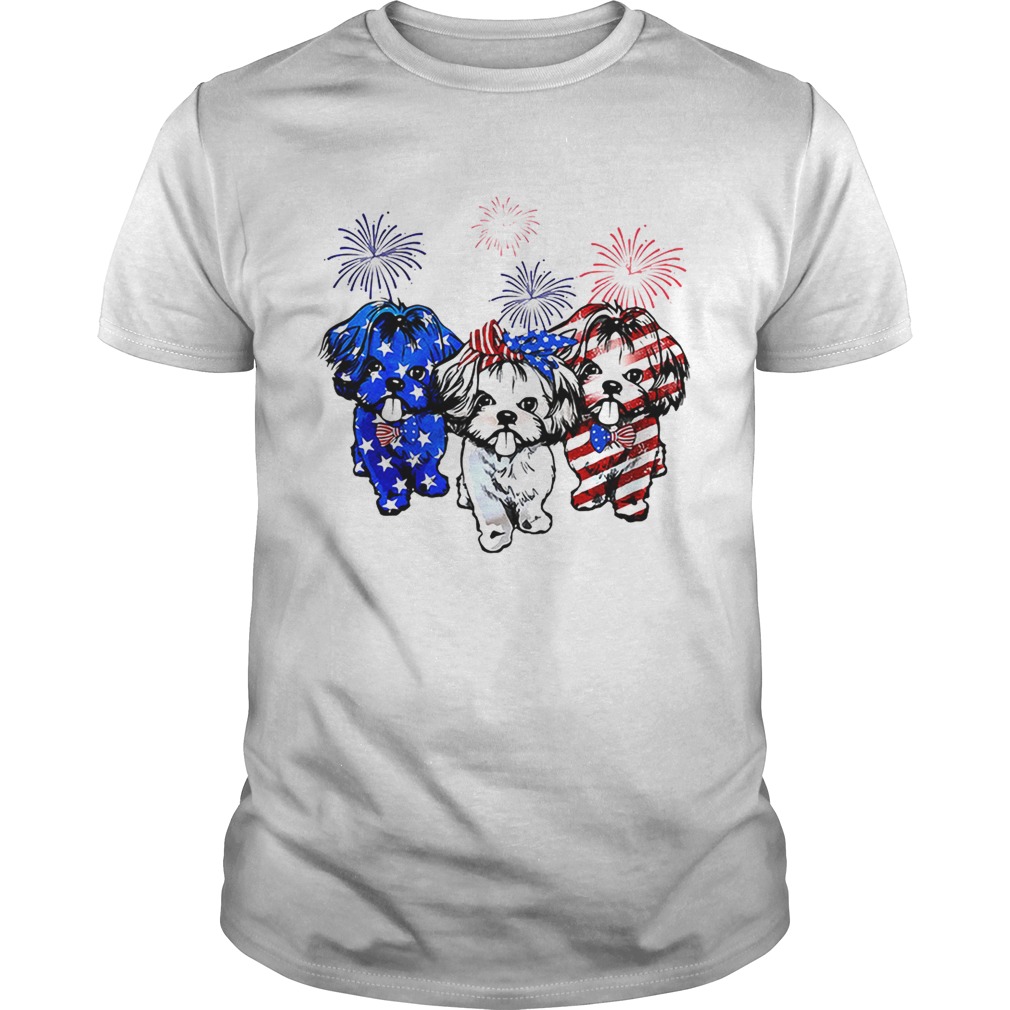 Independence day 4th of July Shih Tzu beauty America flag shirt