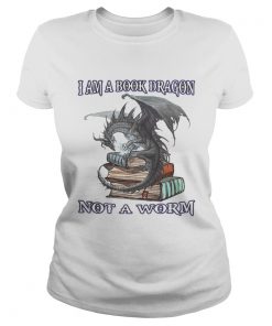 I am A Book Dragon not a worm ladies tee