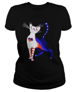 Independence Day Cat Flag America ladies tee