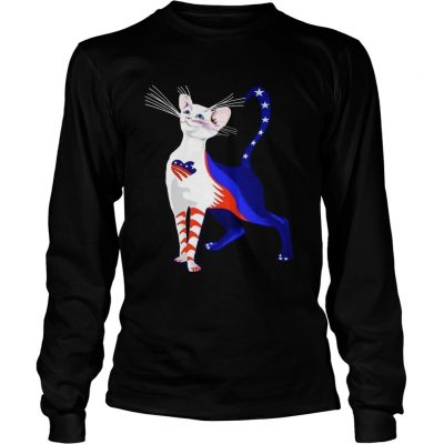 Independence Day Cat Flag America longsleeve tee