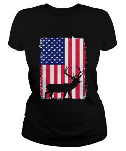 Independence Day Hunting American Flag ladies tee