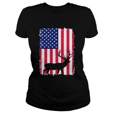 Independence Day Hunting American Flag ladies tee