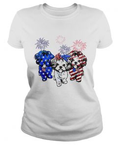 Independence day 4th of July Shih Tzu beauty America flag ladies tee