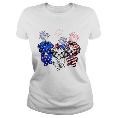 Independence day 4th of July Shih Tzu beauty America flag ladies tee