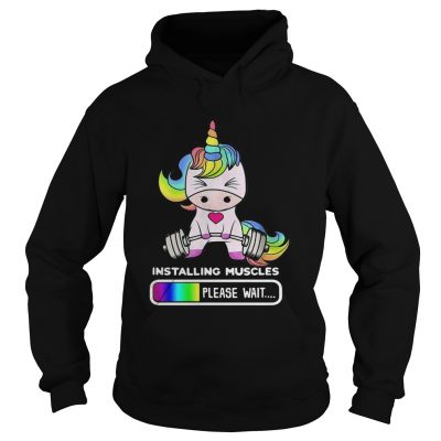 Installing Muscles Please Wait Gym Fitness Unicorn hoodie