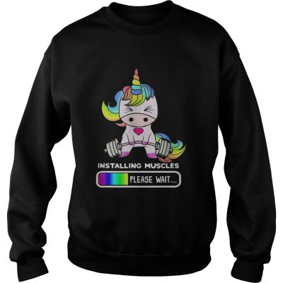 Installing Muscles Please Wait Gym Fitness Unicorn sweatshirt