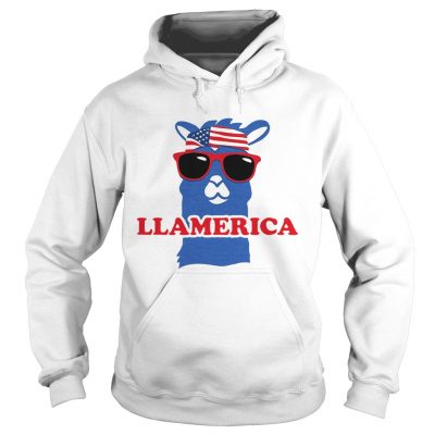 Llamerica llama with American flag headband hoodie