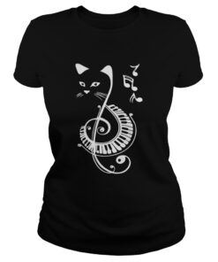 Musical Notes Cat ladies tee