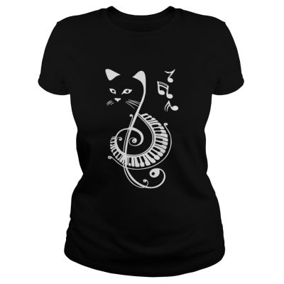 Musical Notes Cat ladies tee