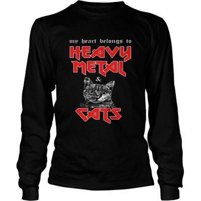 My heart belongs to heavy metal and cats longsleeve tee