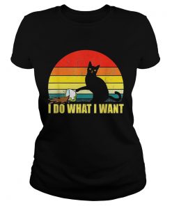 Official I do what I want Cat spilled coffee sunset ladies tee