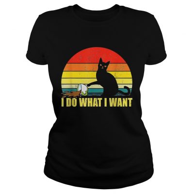 Official I do what I want Cat spilled coffee sunset ladies tee