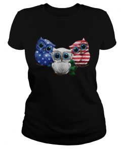 Owl American flag ladies tee