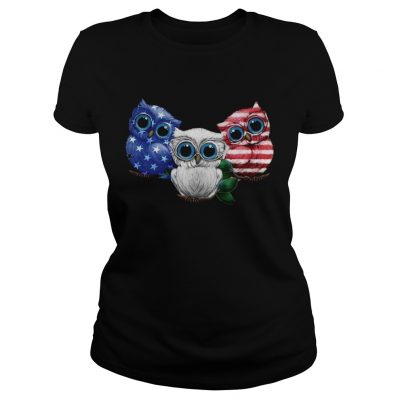 Owl American flag ladies tee