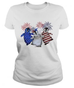 Penguin American flag ladies tee