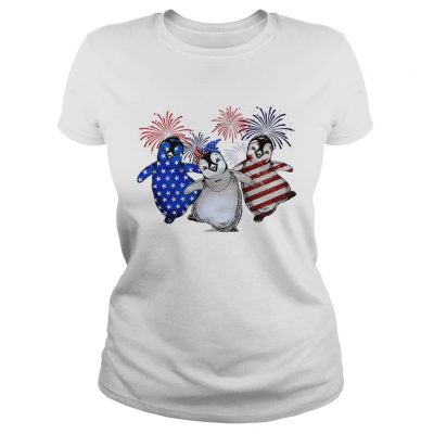 Penguin American flag ladies tee