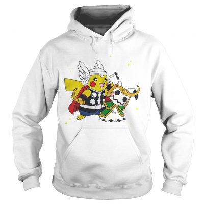 Pikachu Thor helping Mimikyu Loki hoodie