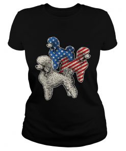 Poodle American Flag ladies tee