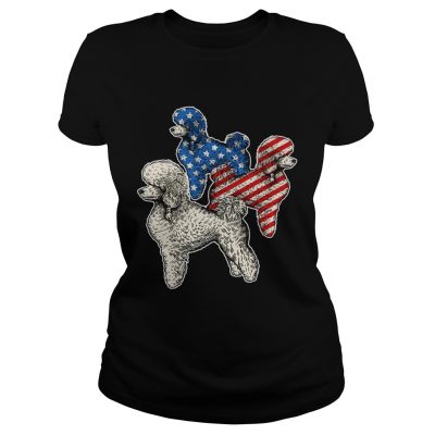 Poodle American Flag ladies tee